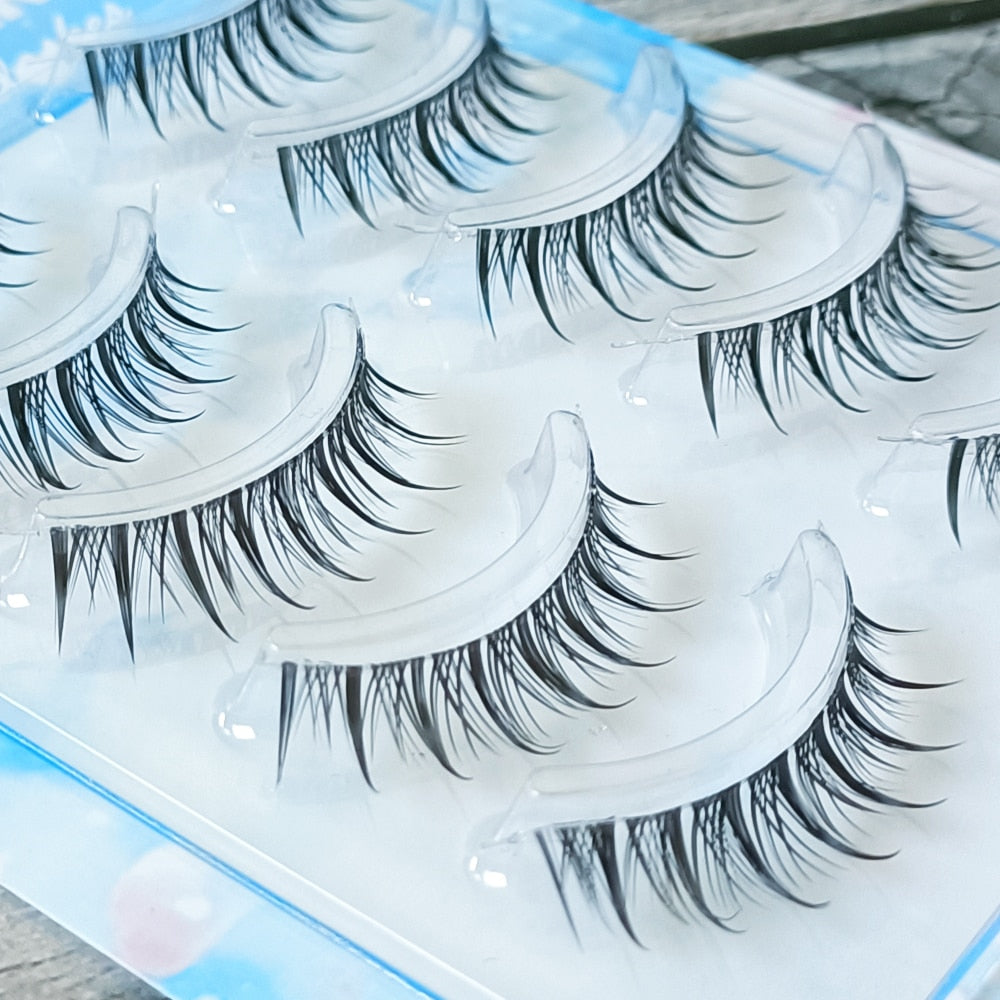 5 Pairs Natural Air False Eyelashes Cos Fairy Japanese Eyelashes Handmade Transparent Terrier Thick Curling Eyelash