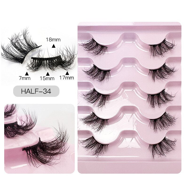 5 Pairs Half Lashes Natural Half Eye False Eyelashes Fake Lashes 3D Mink Lashes Eyelash Extension