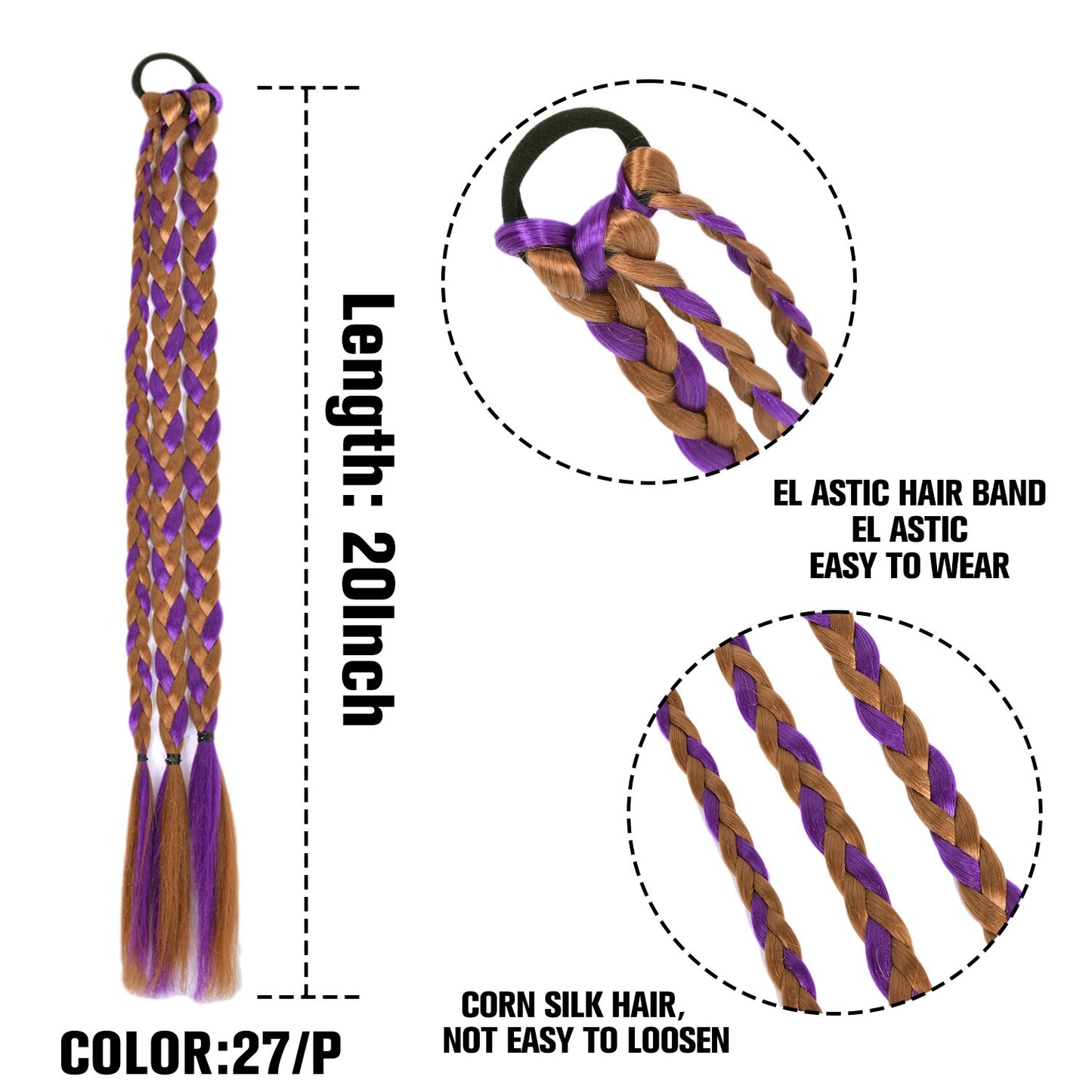 Synthetic Heat Resistant Braided Fishtail Fishbone Drawstring Ponytail Hairpiece Blonde Hair Extensions For Woman