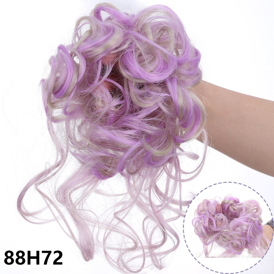 Synthetic Hair Bun Messy Scrunchies Hairpiece Accessories Claw Clip Chignon Curly Fake Hair Elastic Hair Band for Women
