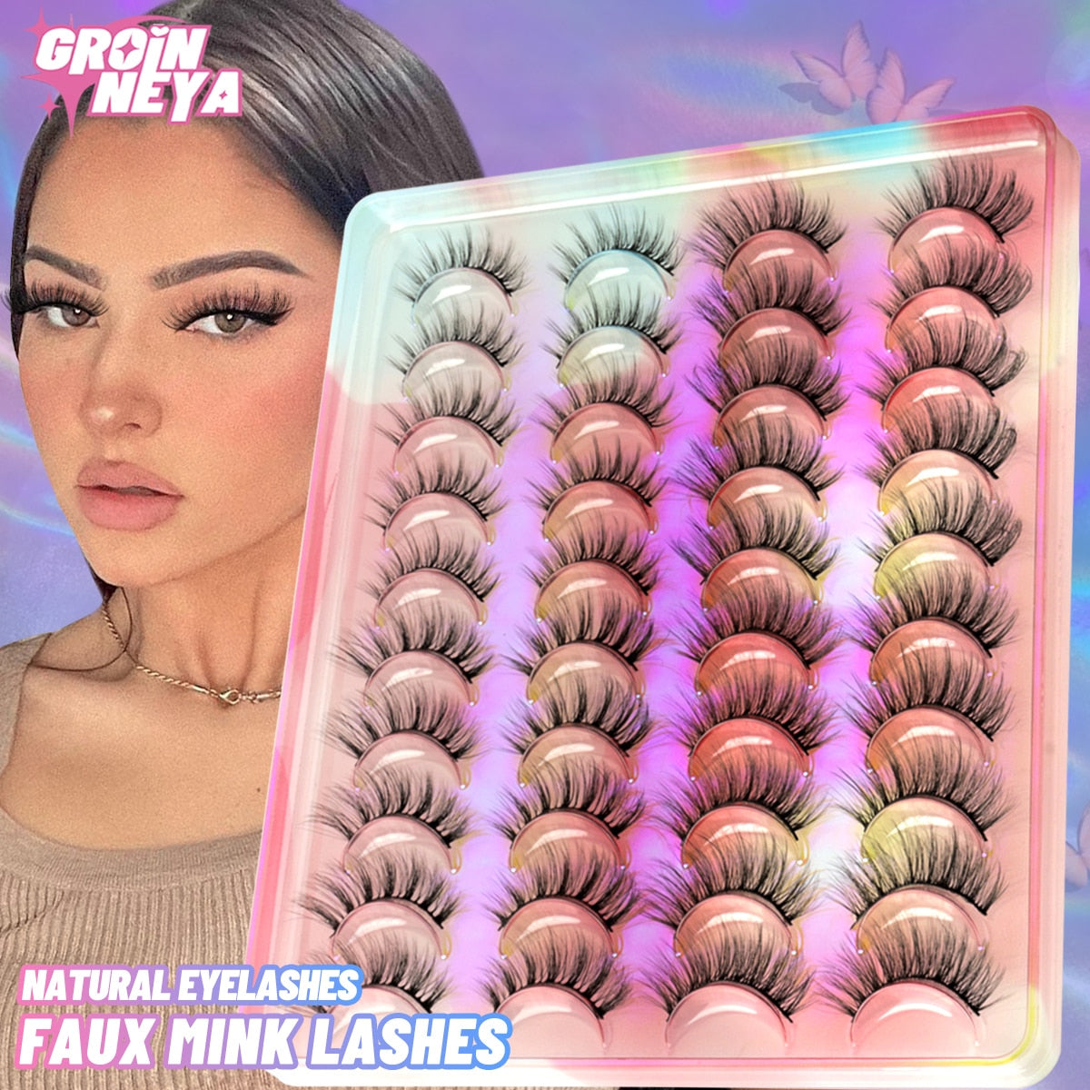 20 pairs Eyelashes Natural False Lashes 3D Manga Lashes y2k Winged Natural Realistic Cat Eye Eyelash Extension