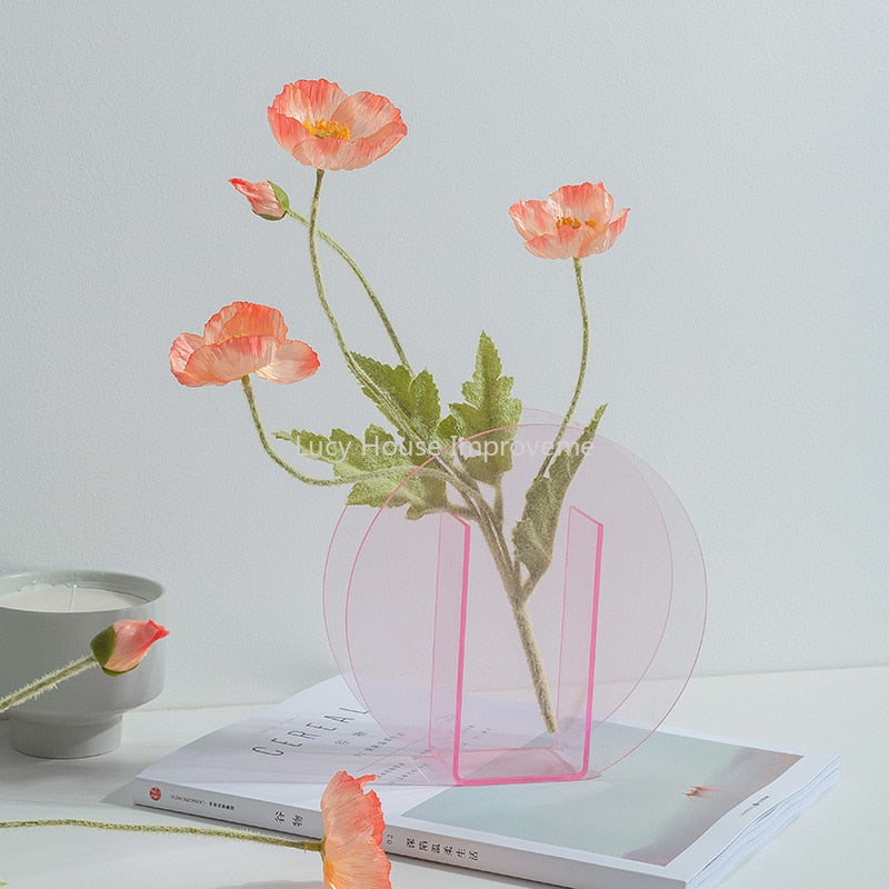 Rainbow Color Acrylic Vases Floral Container Decorative Home Office Decoration