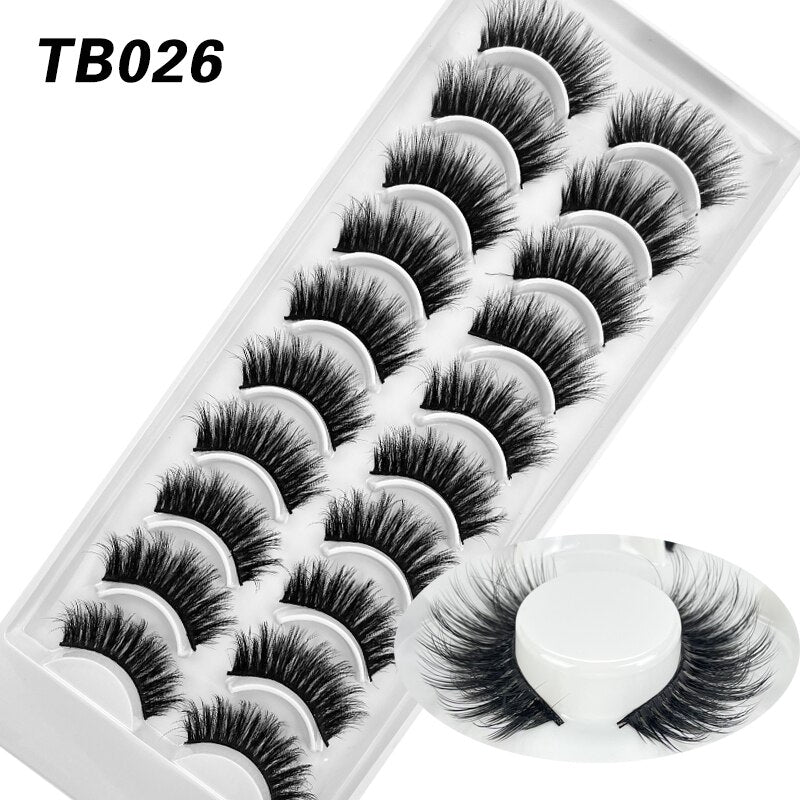 10 Pairs Natural 3d Faux Mink False Eyelashes Dense Curls Slim Short Lashes Cosplay Dramatic Eyelashes