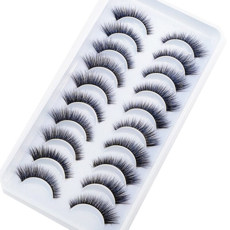 Invisible band Lashes 10 Pairs 3D Faux Mink Lashes Natural short Transparent Terrier Lashes Clear Band Soft Eyelashes Extension