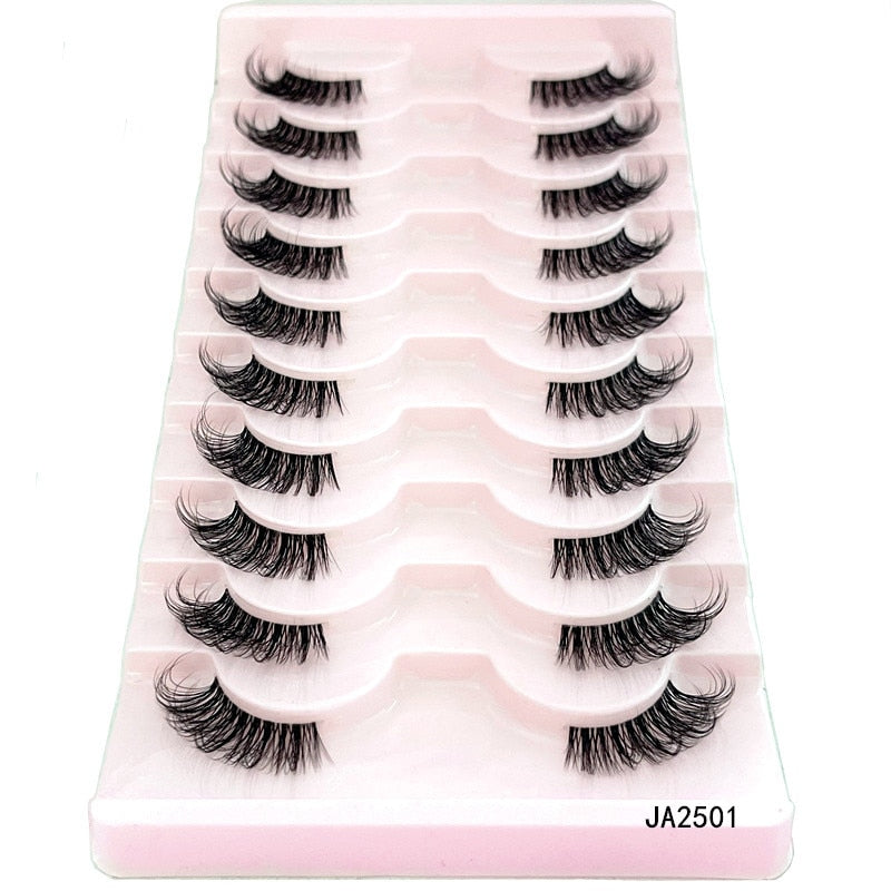 10 Pairs Mink Eyelashes Clear Band Eye Lashes Crisscross Transparent Band False Eyelashes Handmade Dramatic Lashes Upper Lashes