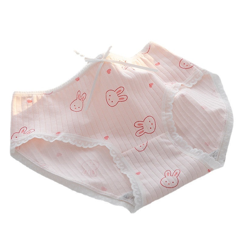 5Pcs/Set Cotton Underwear For Women Panties Cute Love Briefs Mid Waist Seamless Breathable Underpants Lingerie