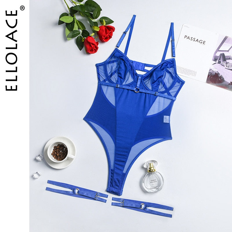 Sensual Lace Bodysuit Women Transparent Sexy Lingerie See Through Black Tights Fitness Sissy Crotchless Erotic Body