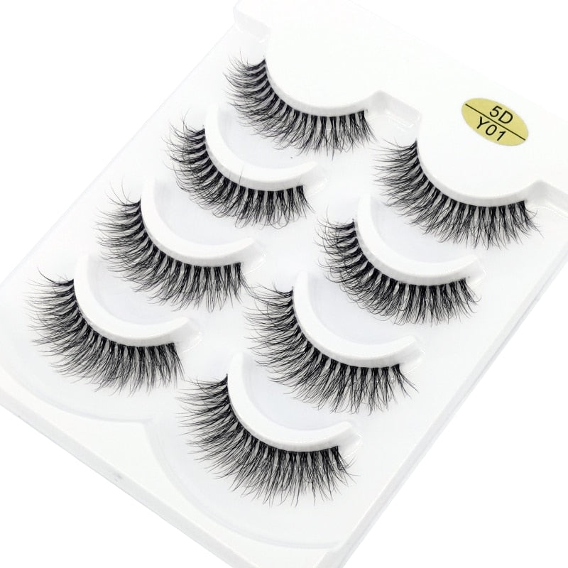 4 pairs 3D mink lashes natural long invisible thin band fake lashes curl transparent soft eyelashes