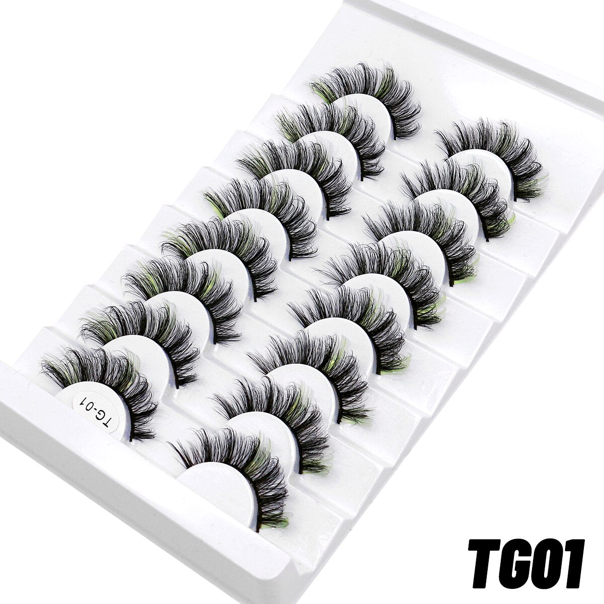 5/8pairs Colored Eyelashes Wispy Mink Lashes Natural Fluffy Cat Eye Lashes Strip 5D False Eyelashes