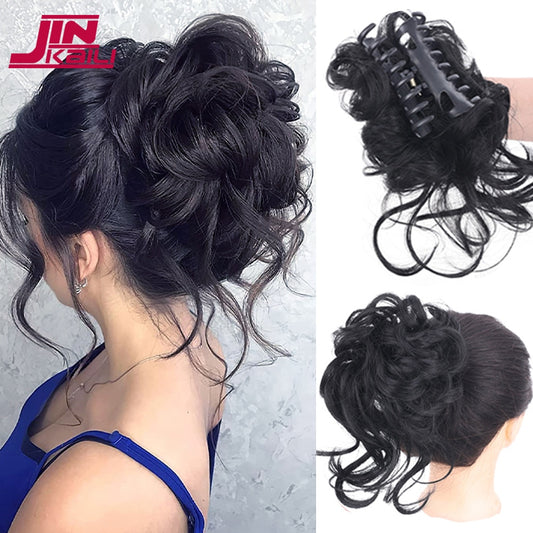 Synthetic Hair Bun Messy Scrunchies Hairpiece Accessories Claw Clip Chignon Curly Fake Hair Elastic Hair Band for Women