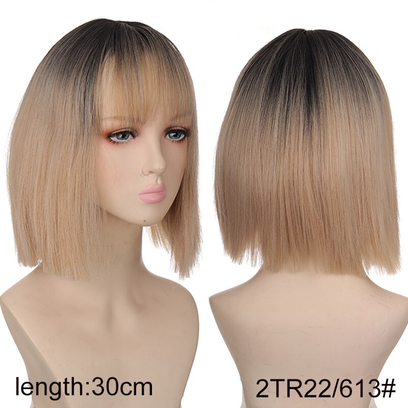 Synthetic Short Water Wave Cosplay Bob Wig with Bangs Heat-resistant Fiber Lolita Wigs For Women Daily Wear