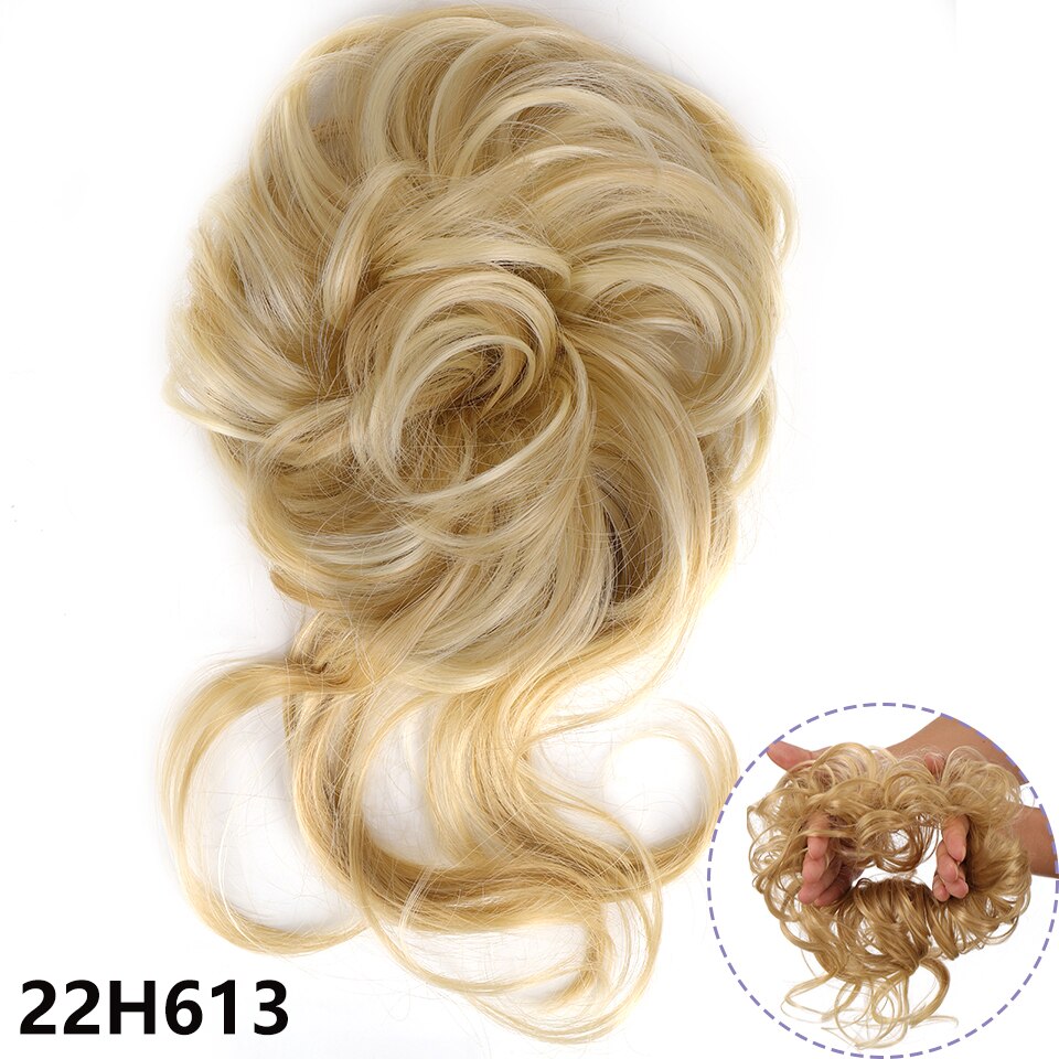 Synthetic Hair Bun Messy Scrunchies Hairpiece Accessories Claw Clip Chignon Curly Fake Hair Elastic Hair Band for Women