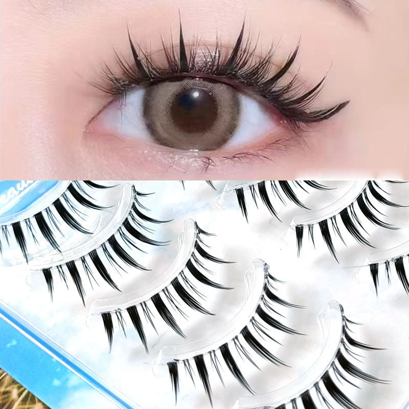 5 Pairs Natural Air False Eyelashes Cos Fairy Japanese Eyelashes Handmade Transparent Terrier Thick Curling Eyelash