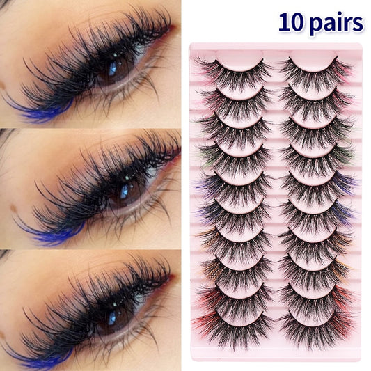 Colored Lash Natural Mink Fluffy Colorful Eyelashes Volume Fan Lashes Thick