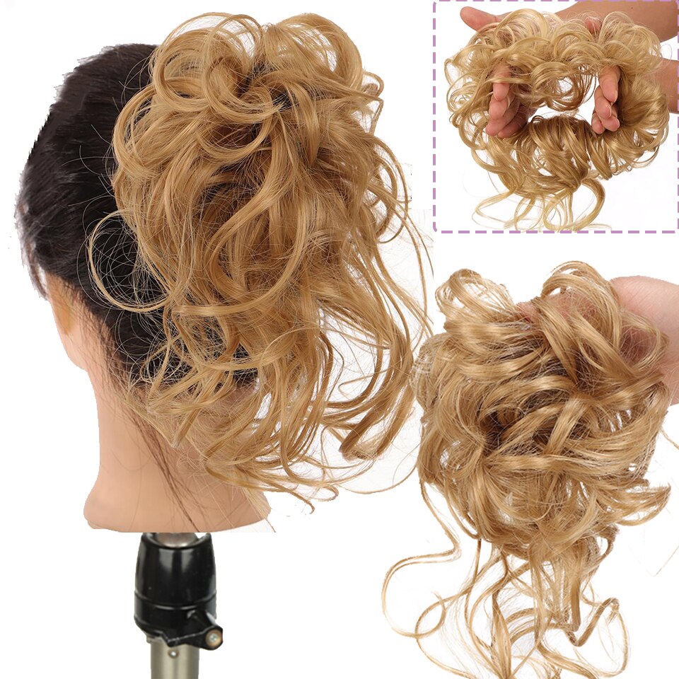 Synthetic Hair Bun Messy Scrunchies Hairpiece Accessories Claw Clip Chignon Curly Fake Hair Elastic Hair Band for Women