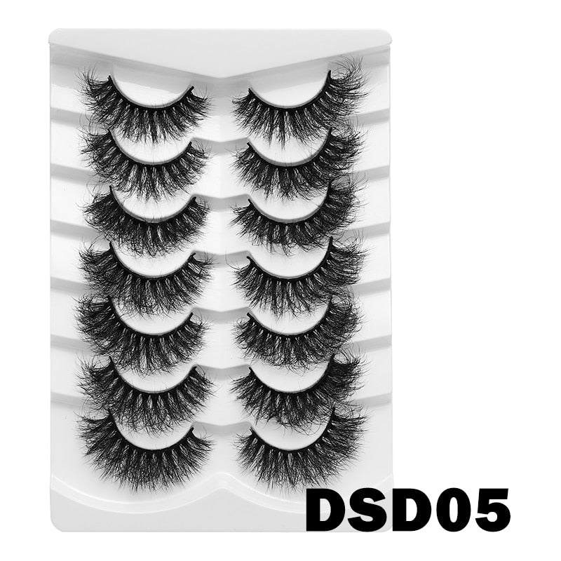 5/7/10Pairs Cat Eye Lash False Eyelashes Natural Faux Mink Eyelashes