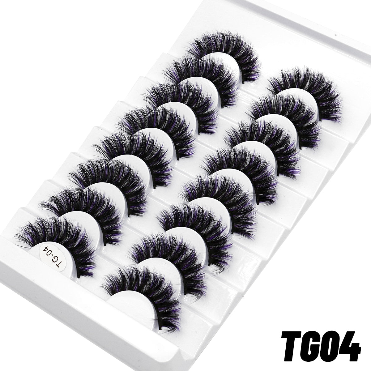 5/8pairs Colored Eyelashes Wispy Mink Lashes Natural Fluffy Cat Eye Lashes Strip 5D False Eyelashes Extension