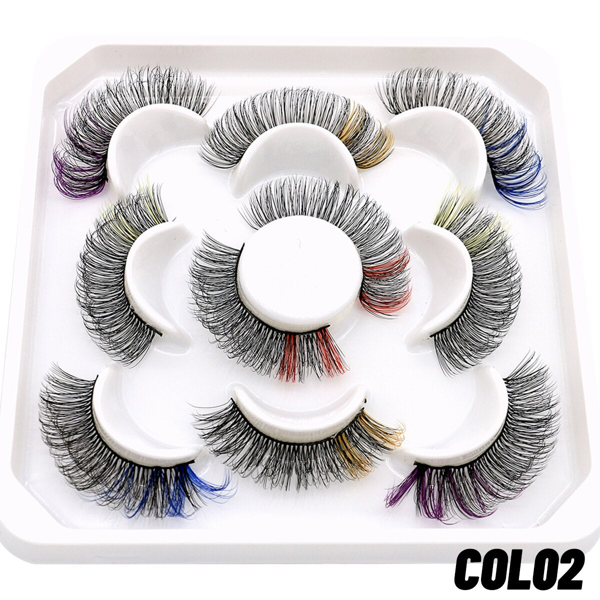 5/8pairs Colored Eyelashes Wispy Mink Lashes Natural Fluffy Cat Eye Lashes Strip 5D False Eyelashes Extension