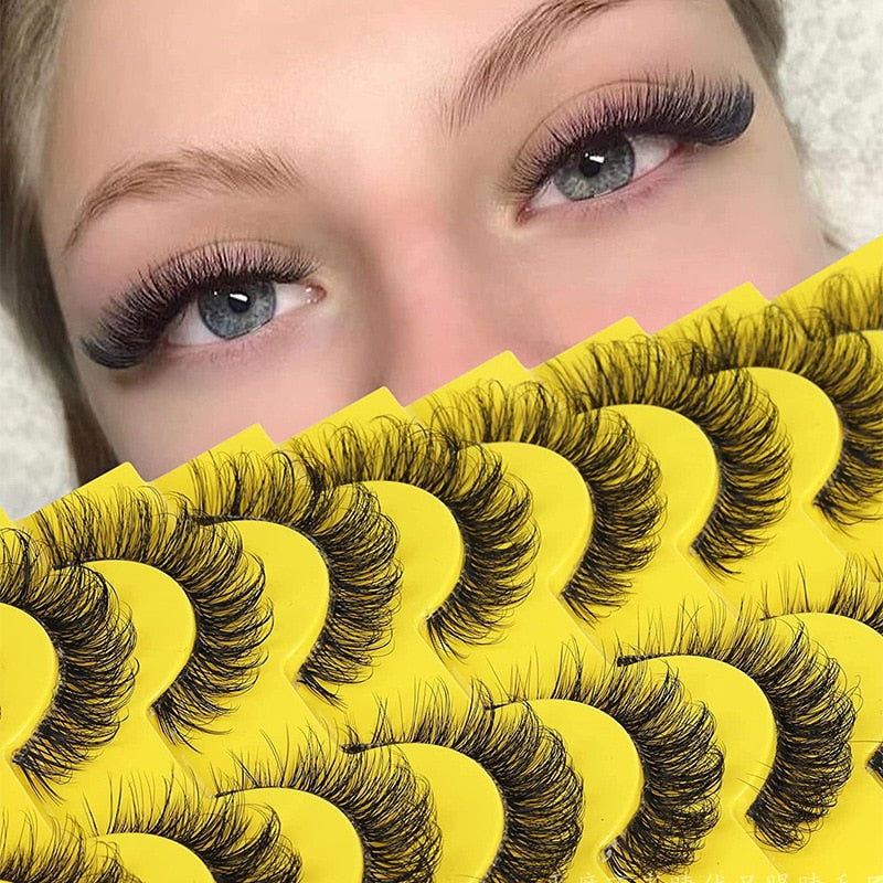 Invisible band Lashes 10 Pairs 3D Faux Mink Lashes Natural short Transparent Terrier Lashes Clear Band Soft Eyelashes Extension