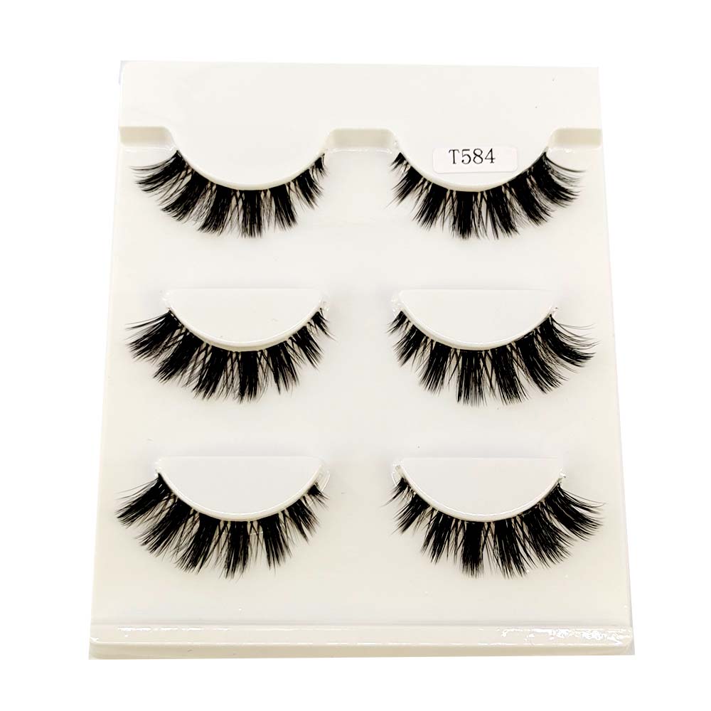 Transparent Terrier 3 Pairs 3D Mink EyeLashes False Lashes Thick EyeLash Lashes Natural Soft Fake EyeLashes
