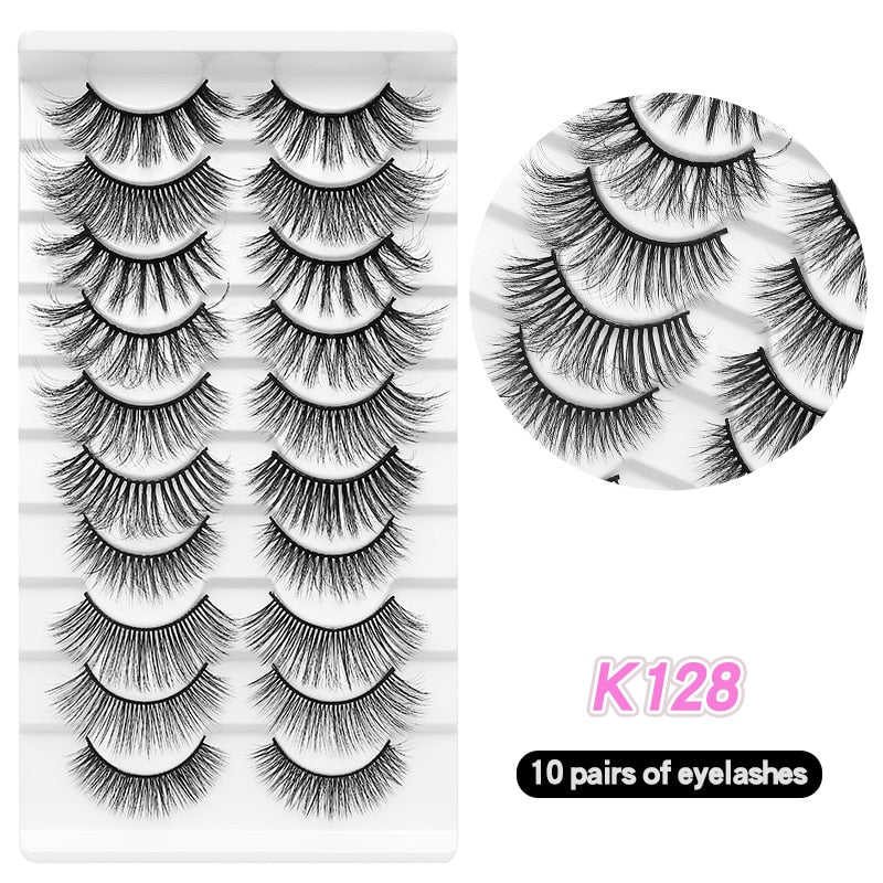 10Pairs Eyelashes Natural Long False Eyelashes Bulk Extension Individual Mink Lashes