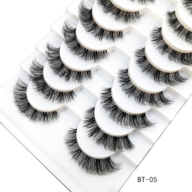 10 Pairs Mink Eyelashes Clear Band Eye Lashes Crisscross Transparent Band False Eyelashes Handmade Dramatic Lashes Upper Lashes