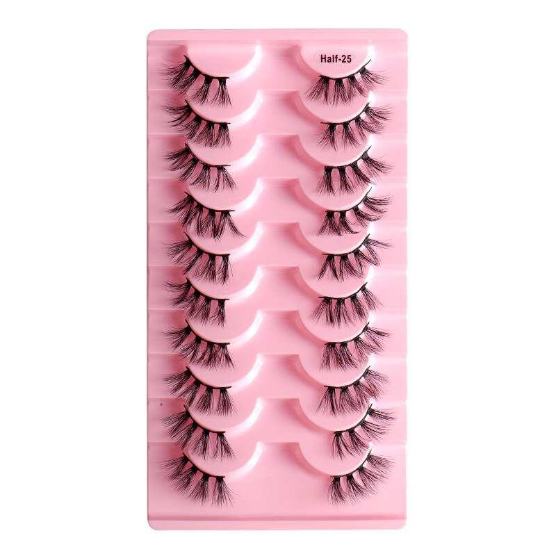 10pairs Half/full eye Mink Eyelashes Clear Band Eyelashes Crisscross Transparent Band False Eyelashes Dramatic Lashes Upper Lash
