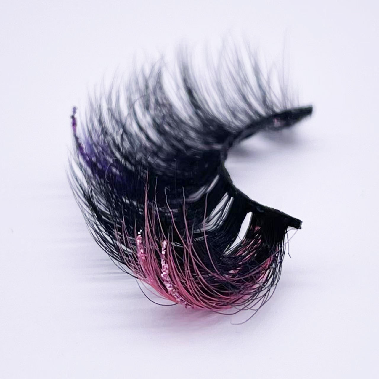 Glitter ombre Colored Lashes 20MM Mink Lashes Dramatic Colorful Natural Eyelashes Extension Fake Eyelashes