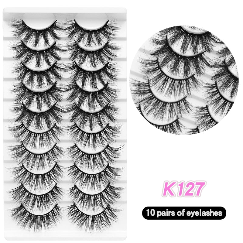 10Pairs Eyelashes Natural Long False Eyelashes Bulk Extension Individual Mink Lashes
