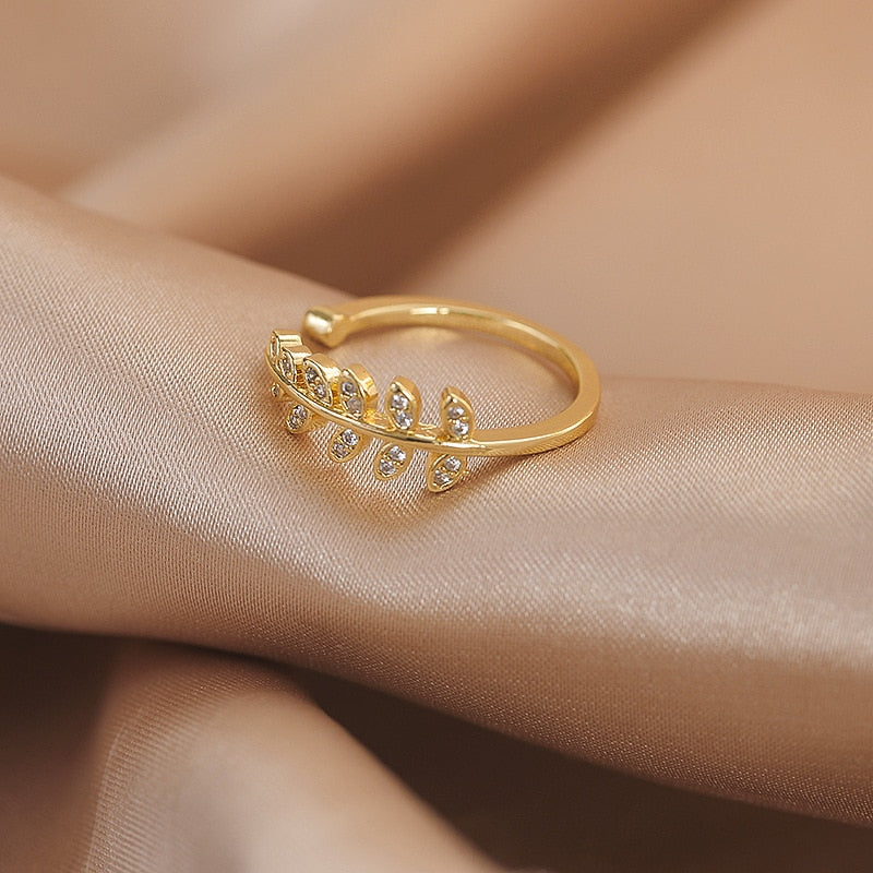 Luxury Gold Color Pearl Zircon Rings Vintage Sexy Open Joint Elegant