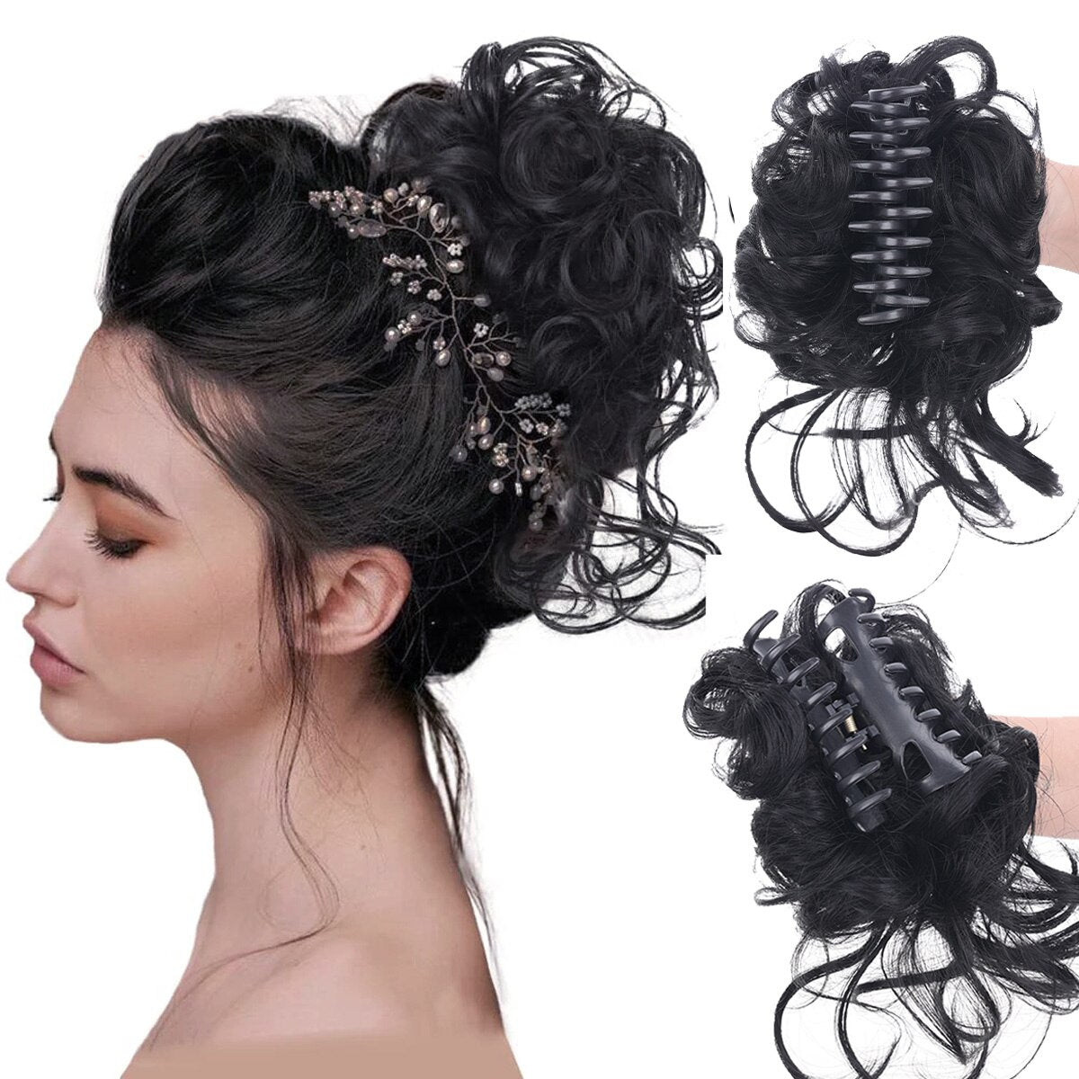 Synthetic Claw Chignon Clip in Hair Bun Messy Curly Hair Hairpieces Natural Wavy Curly Combs add Hair Volume for Women