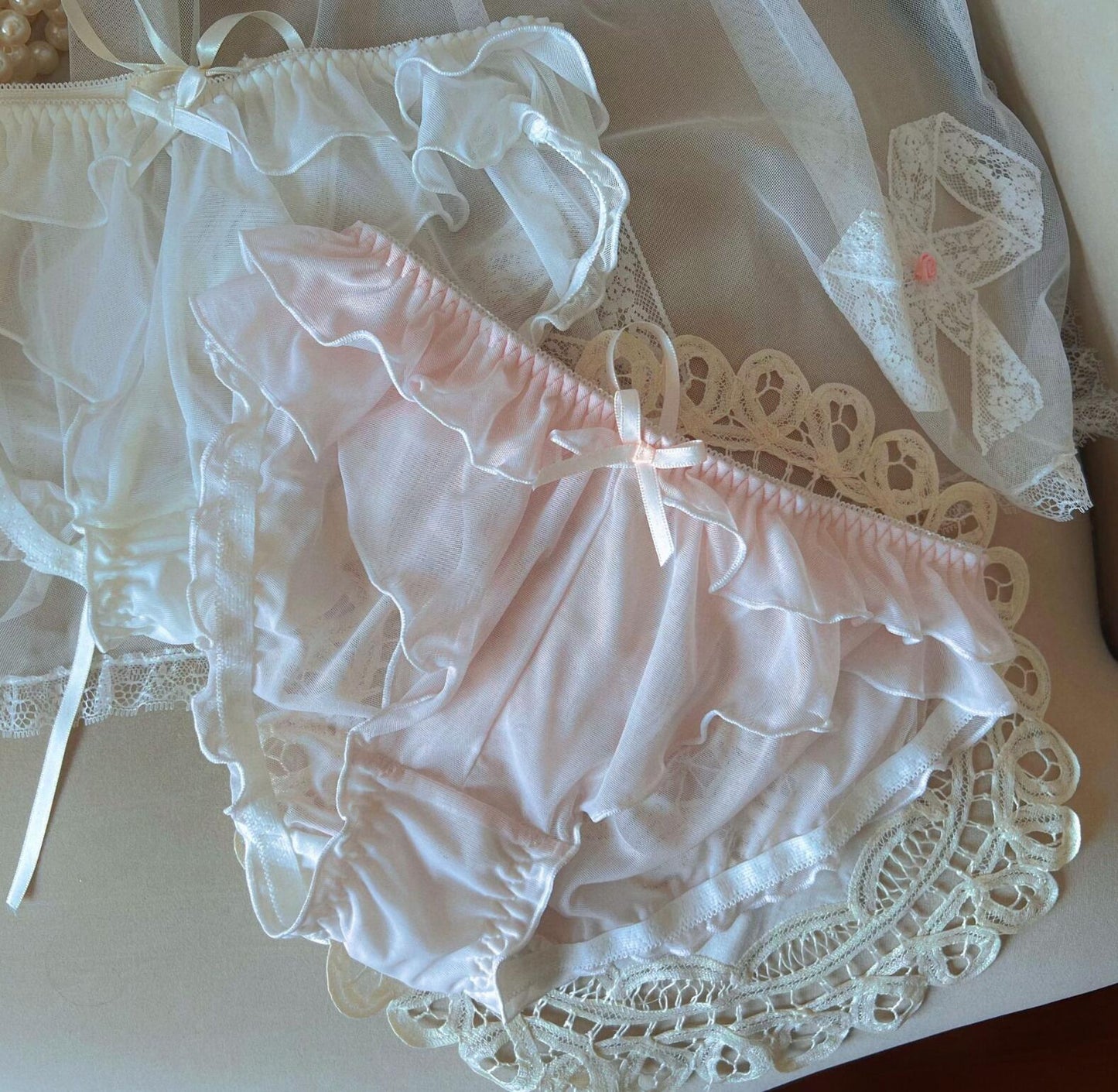 100% Real Photos Lolita Cute Kawaii Fashion Ruffles Mesh Panties Brief Underwear Lingerie