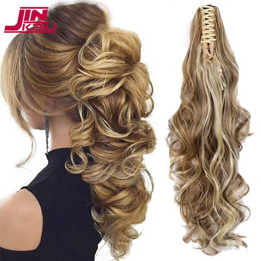 Synthetic Long Curly Claw Clip On Ponytail Hair Extensions Heat Resistant Jaw Clip Pony Tail Hairpiece For Women
