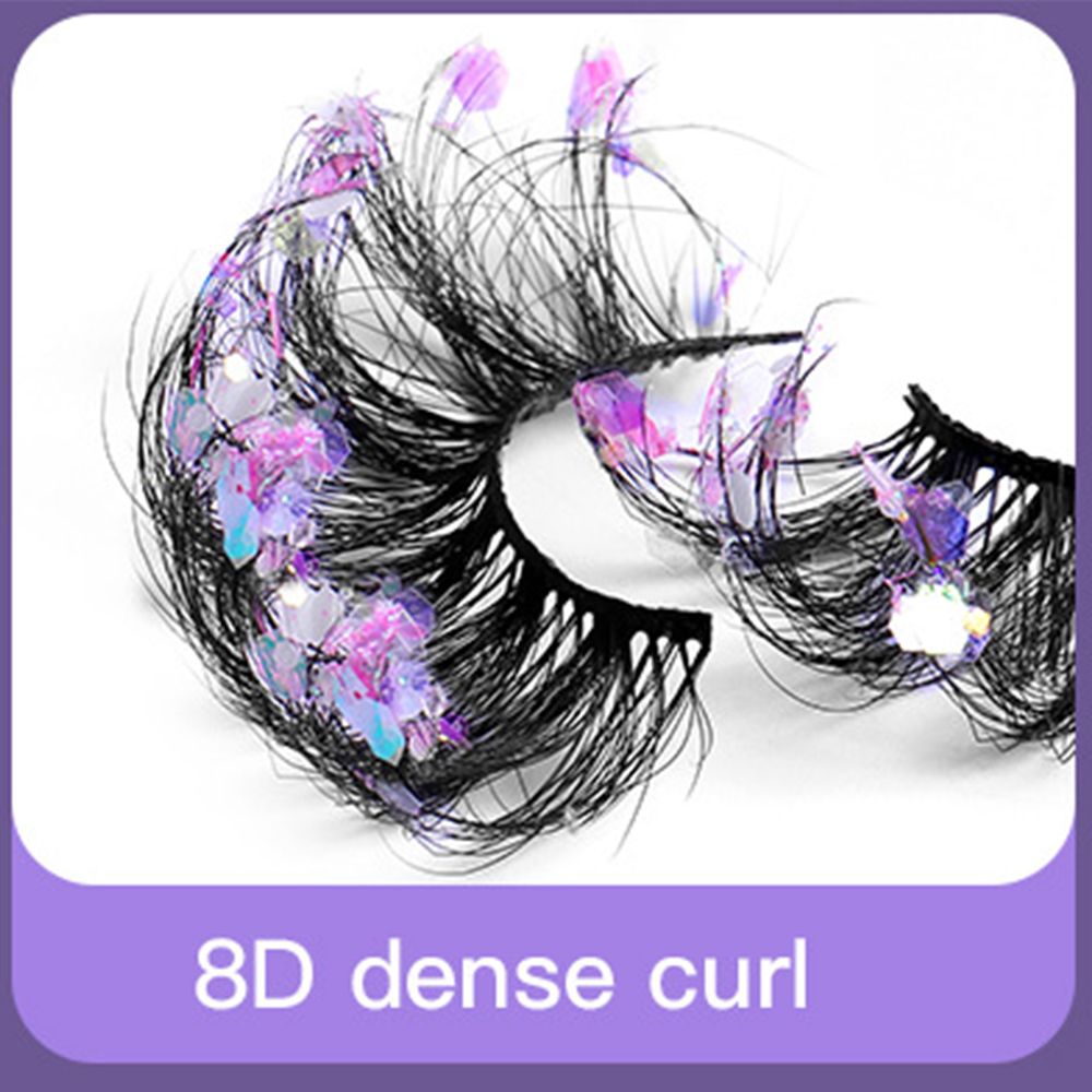 1Pair Colored Lashes Natural Long Butterfly Eyelashes Handmade Full Strip Faux Mink Lashes With Butterflies Luminous Eyelash