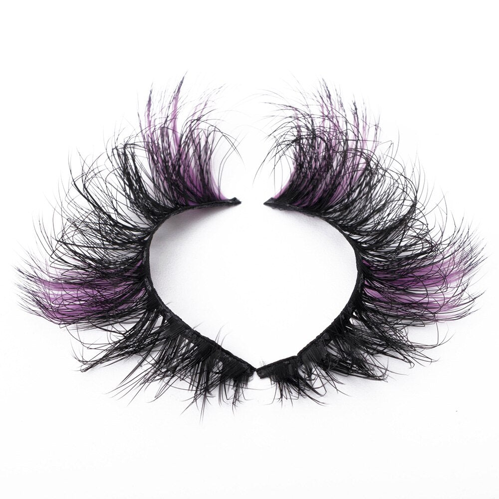 Color False Eyelash Fluffy Lashes Dramatic Messy Long 3d 5d Mink Lashes Mixed Colored Faux Cils