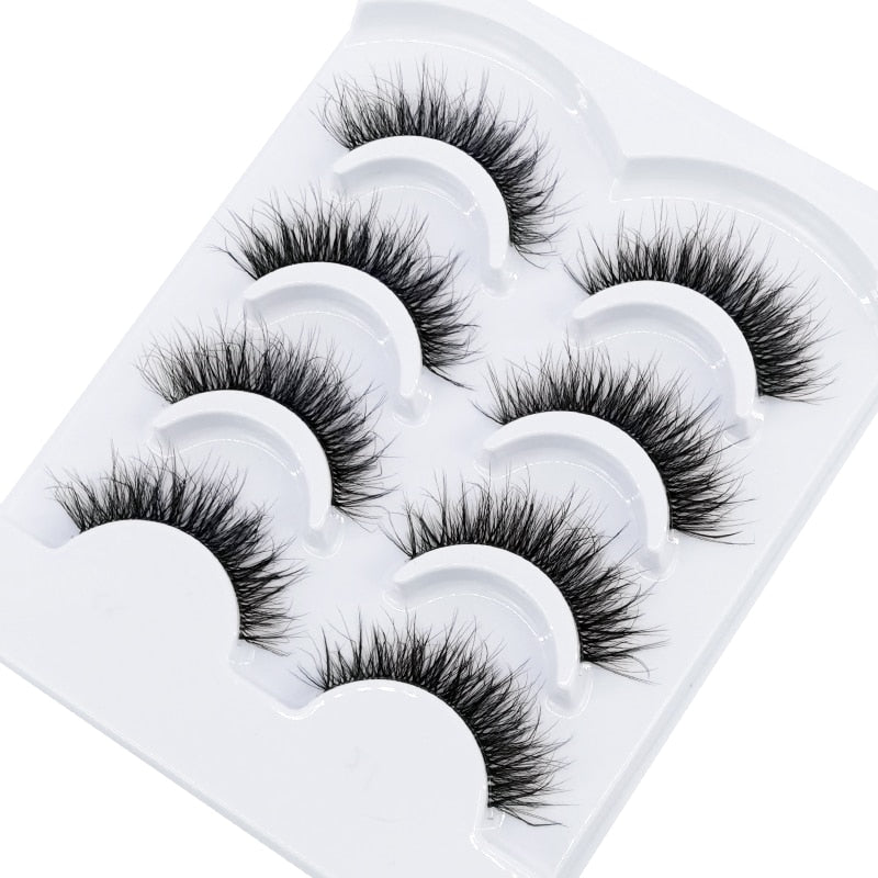 4 pairs 3D mink lashes natural long invisible thin band fake lashes curl transparent soft eyelashes