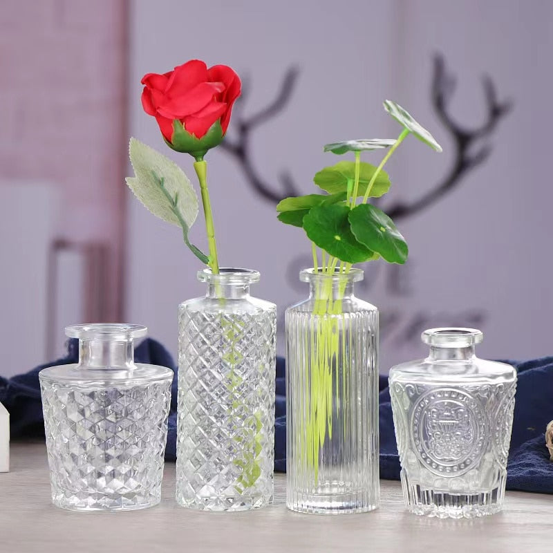 Simple Transparent Glass Small Vase Nordic Decoration Living Room Flower Home