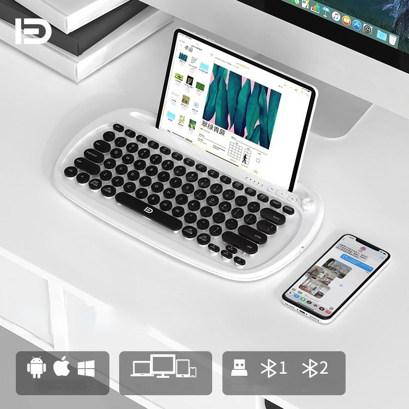 Mini Round Keycap Wireless Keyboard Bluetooth Three-mode Keyboard for Ipad PhoneTablet Laptop PC Keyboard for Android Ios Window