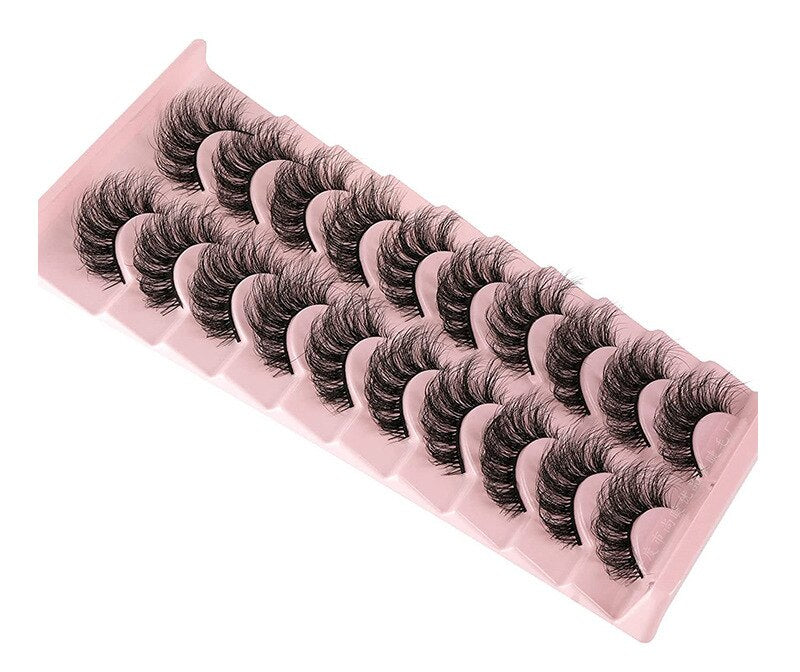10 pairs Eyelashes 3D Natural False Lashes Fluffy Soft Cross Dramatic Lashes Wispy Natural Eyelashes Extension