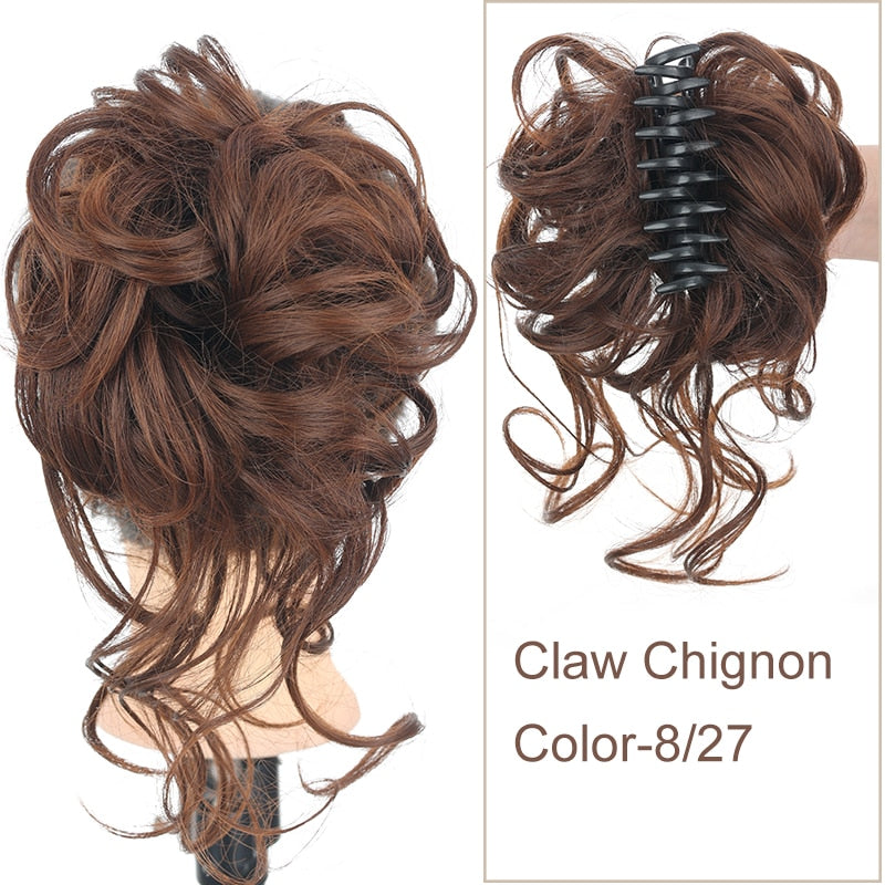 Synthetic Messy Chignon Scrunchies Natural Curly Hair Bun Pieces Fake False Hairpieces For Women Ponytail Extensions