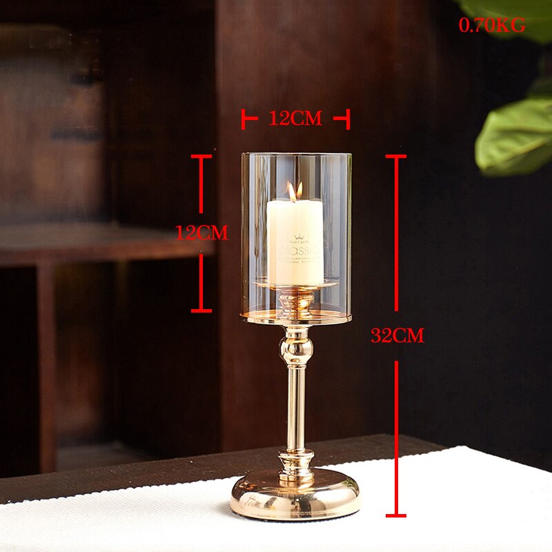 Golden Candle Holder Metal Candlestick Festival Wedding Dining Table Accessory  Home Decor