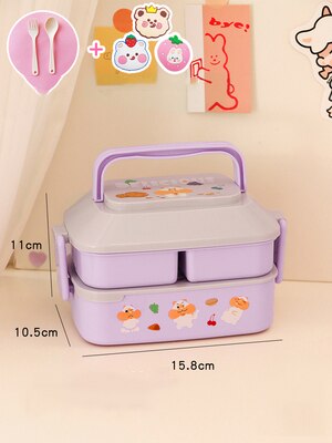 Kawaii Portable Lunch Box Girls School Kids Plastic Picnic Bento Box Microwave Food Box with Compartment Storage Container