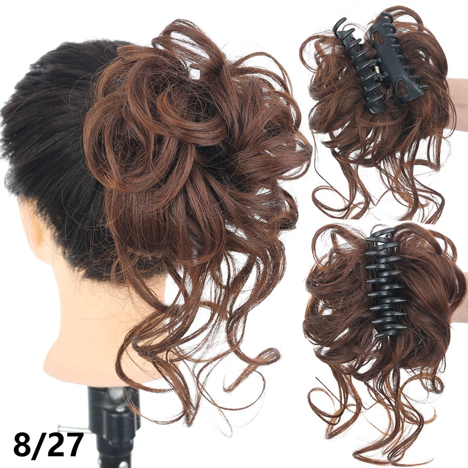 Synthetic Claw Chignon Clip in Hair Bun Messy Curly Hair Hairpieces Natural Wavy Curly Combs add Hair Volume for Women