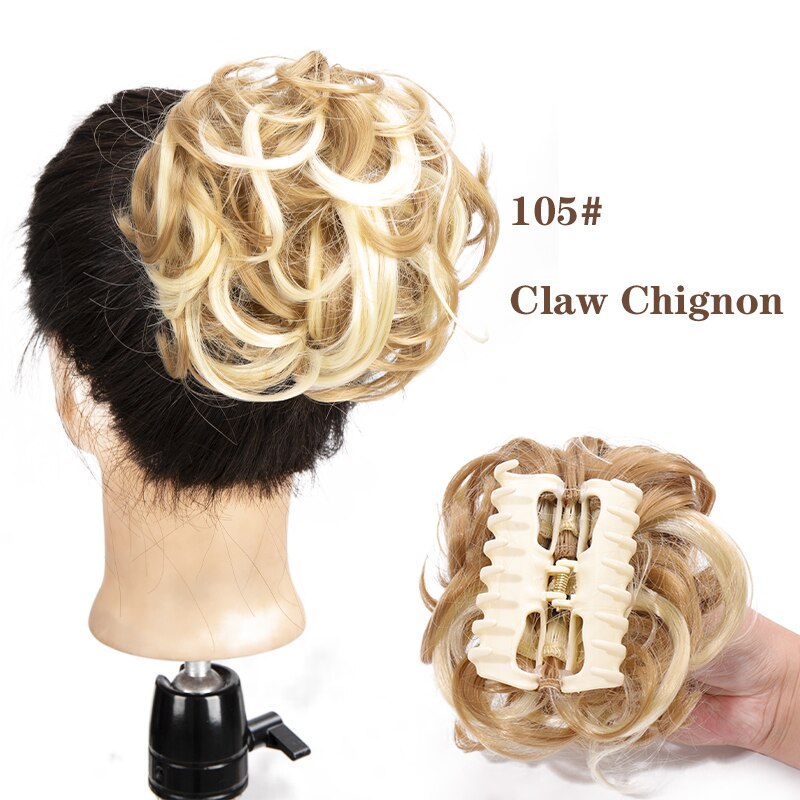 Synthetic Hair Bun Messy Scrunchies Hairpiece Accessories Claw Clip Chignon Curly Fake Hair Elastic Hair Band for Women
