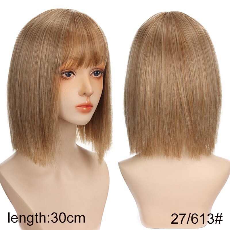 Synthetic Short Water Wave Cosplay Bob Wig with Bangs Heat-resistant Fiber Lolita Wigs For Women Daily Wear