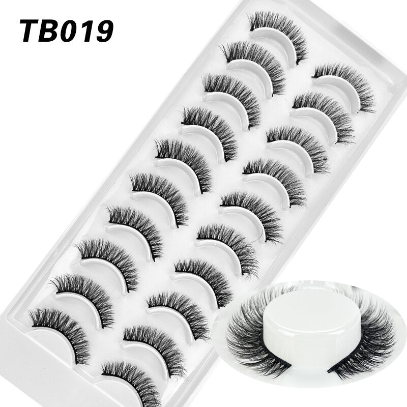 10 Pairs Natural 3d Faux Mink False Eyelashes Dense Curls Slim Short Lashes Cosplay Dramatic Eyelashes
