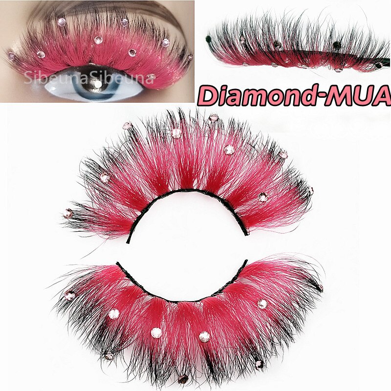 Colored Diamond Glitter 8D False Eyelashes Color Sequin Fuax Mink Lashes Natural Long Stage Colorful Rainbow eyelashes
