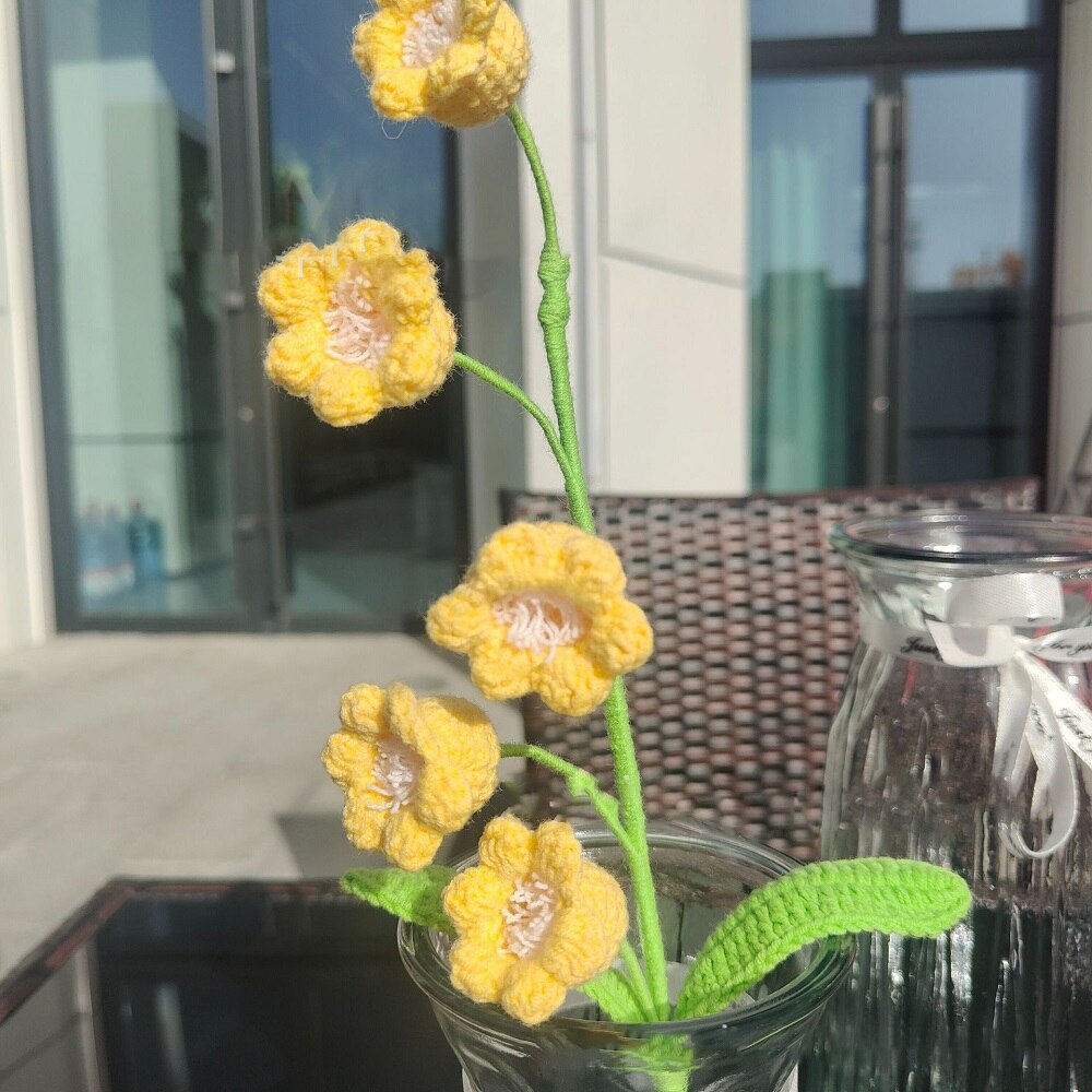 10pcs Hand-knitted Yarn Crochet Sunflower Bouquet Handmade Daisy Tulip Rose Decorative Home Creative Decorate