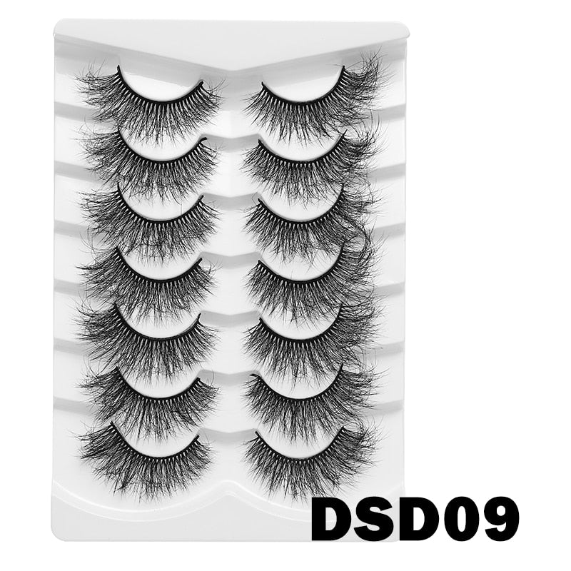 5/7/10Pairs Cat Eye Lash False Eyelashes Natural Faux Mink Eyelashes