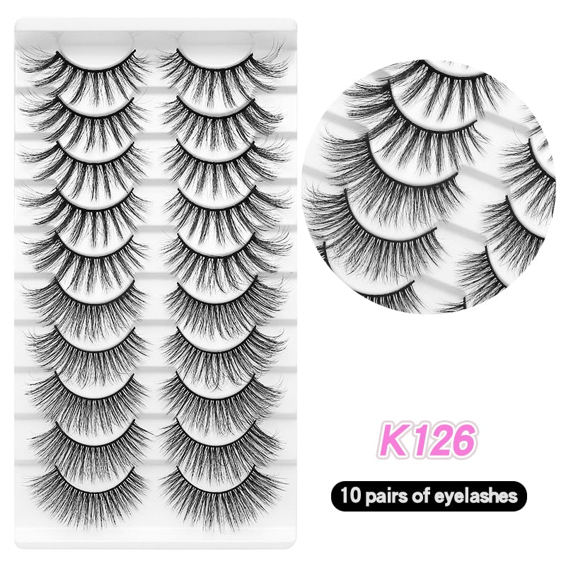 10Pairs Eyelashes Natural Long False Eyelashes Bulk Extension Individual Mink Lashes